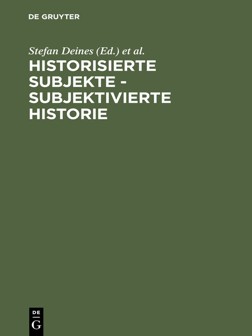 Detalles del título Historisierte Subjekte--Subjektivierte Historie de Stefan Deines - Lista de espera